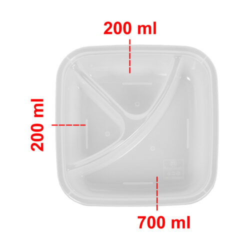 กล่องถนอมอาหารทรงเหลี่ยม 3 ช่อง (1,100 ml) PI-2413 - Image 7